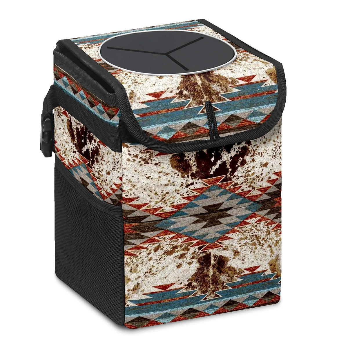 Gothic Moon Stars Boho Car Trash Can with Lid - Collapsible Reusable Waterproof Car Garbage Bag - Organizer