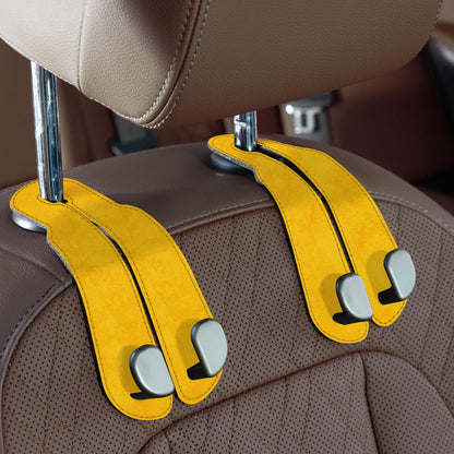 CoBak Purse Hook for Car - Universal Premium Stitched Leather and Aluminum-Magnesium Alloy Double Car Seat Back Storage Hook for Purses, Handbags, Bags (2 Pack),Black