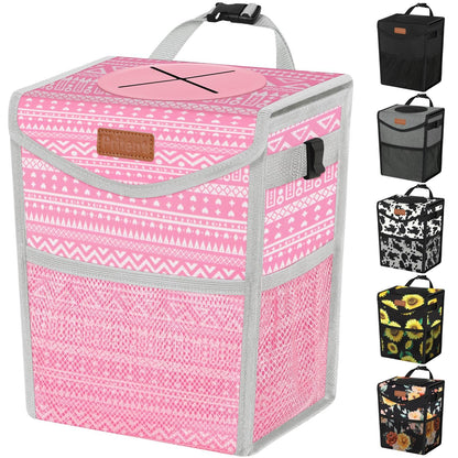 Pritent Car Trash Can with Lid Leakproof Car Garbage Bag Vehicle Trash Bin