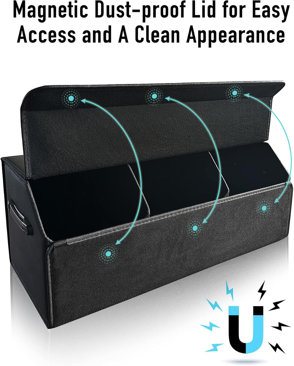 Fyzeoty Car Trunk Organizer for SUV and Sedan, Black, 29.5 inches