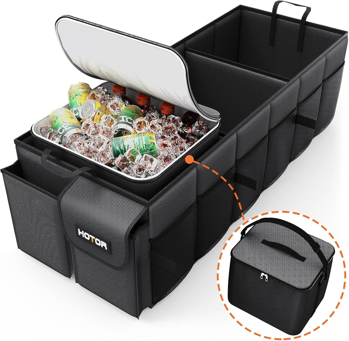 HOTOR Trunk Organizer, Sturdy Foldable with Cooler for Car, Sudan & SUV