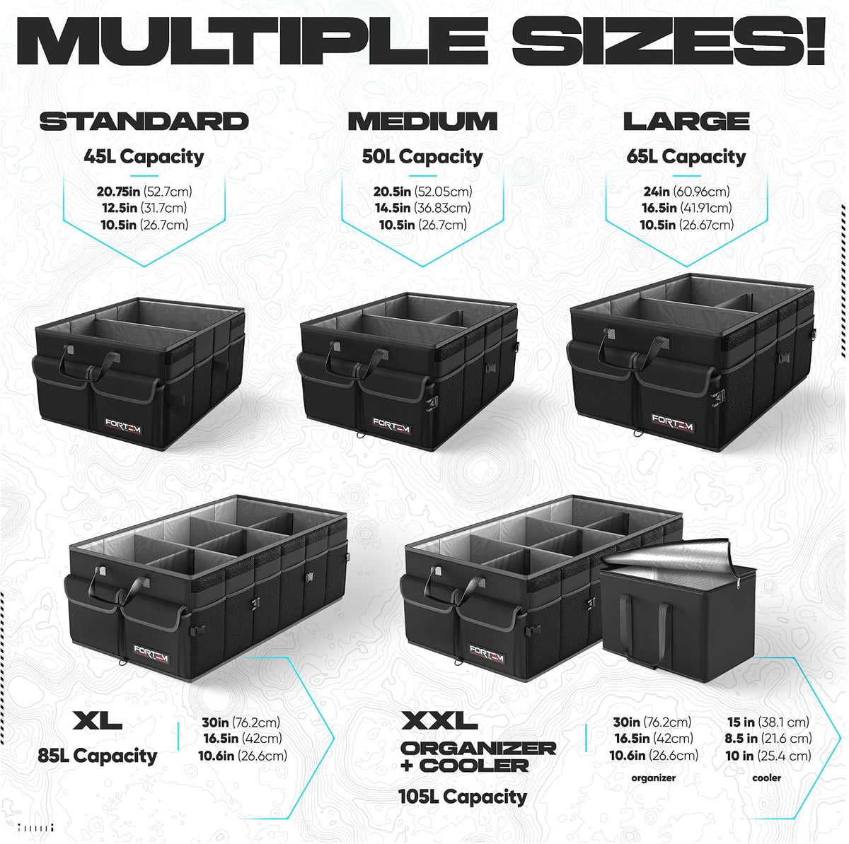 FORTEM Trunk Organizer - Foldable Car Organizer & Storage for SUVs & Trucks