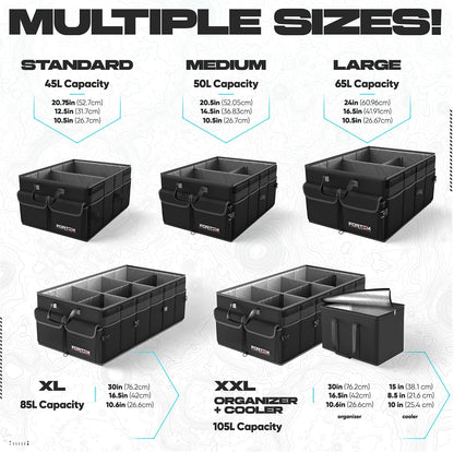 FORTEM Trunk Organizer - Foldable Car Organizer & Storage for SUVs & Trucks