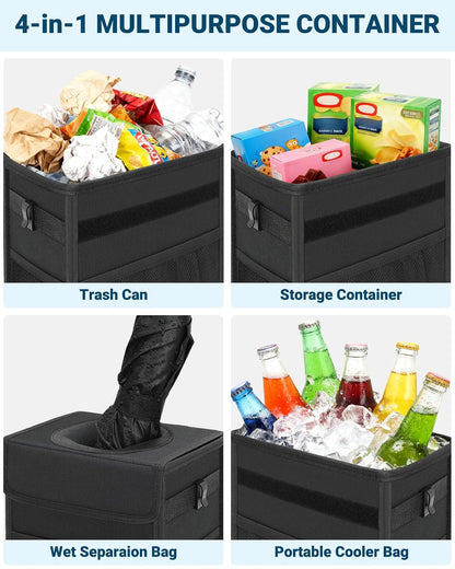 Capolo Car Trash Can with Lid, Leakproof Car Garbage Can Car Trash Bag