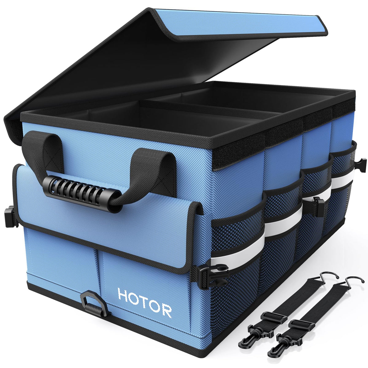 HOTOR Car Trunk Organizer - Foldable Car Storage for SUV, 2 Compartments