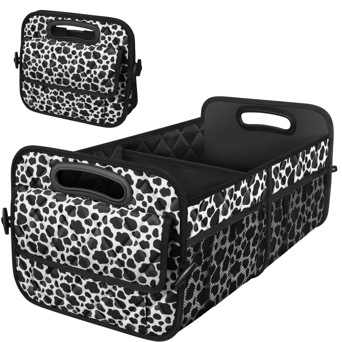 Deosk Trunk Organizer and Storage with Reinforced Handles,Car Accessories for Women/Men 50L Waterproof Polyester Trunk Organzier for Car/SUV/Minivan/Truck(Medium,Leopard print)