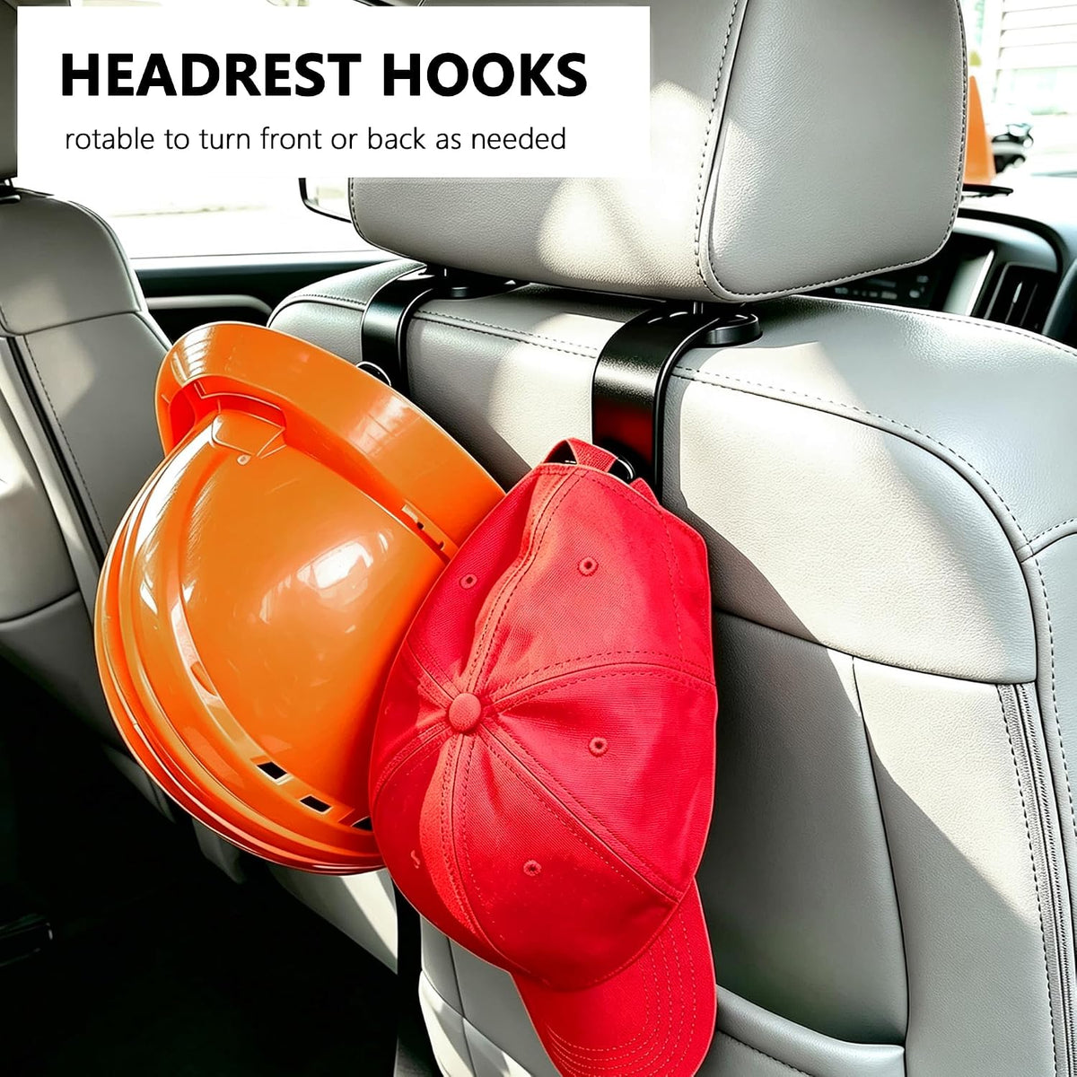 Car Seat Headrest Hooks 4 Pack, Purse Hook for Cars with Non-Slip Lock