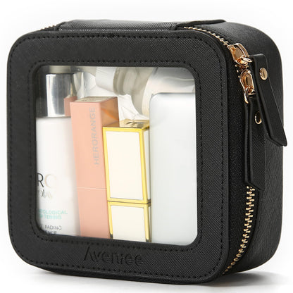 Aveniee Clear Makeup Bag Organizer, Travel Toiletry Bag Cosmetic Case for Women, Make Up Skincare Pouch Car Organizer Bag with Zippers for Essentials,White,Medium Classic