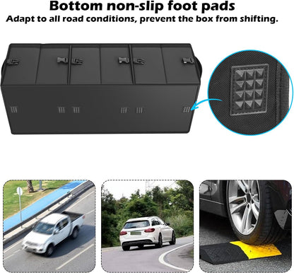 Trunk Organizer Car Organizer Leather Storage Box 3-grid Foldable