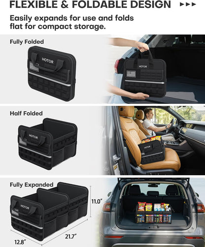 HOTOR Tactical Trunk Organizer - Car Storage with Front MOLLE Pockets