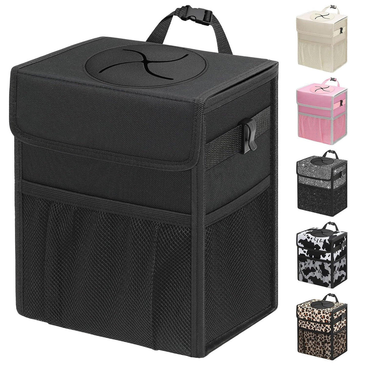 Capolo Car Trash Can with Lid, Leakproof Car Garbage Can Car Trash Bag