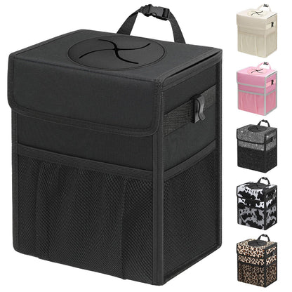 Capolo Car Trash Can with Lid, Leakproof Car Garbage Can Car Trash Bag