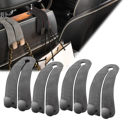 WEIHAO Purse Hook for Car Headrest, Suede Car Seat Back Storage Hook, Aluminum Twin Hooks Leather Car Headrest Hangers, Bag Holder for Sedan, Trucks, SUVs, Most Vehicles (Black-2PCS)
