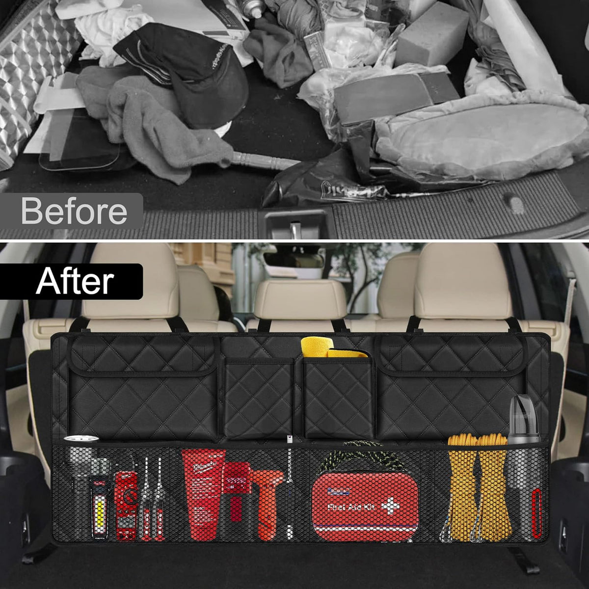 Femuar Trunk Organizer, Hanging Backseat Car Storage Bag for SUV (42"*18")