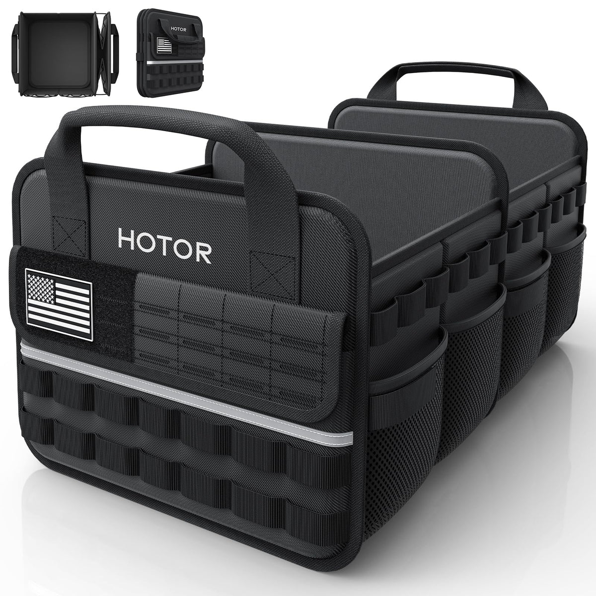 HOTOR Tactical Trunk Organizer - Car Storage with Front MOLLE Pockets