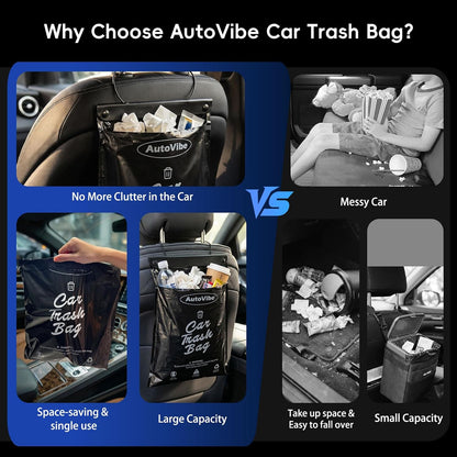 50 Count Hanging Recycled Disposable Car Trash Bags Pack-Friendly