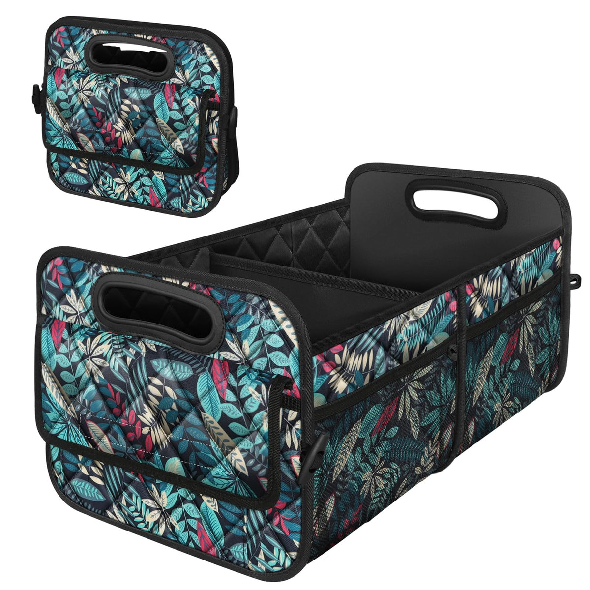 Deosk Trunk Organizer and Storage with Reinforced Handles,Car Accessories for Women/Men 50L Waterproof Polyester Trunk Organzier for Car/SUV/Minivan/Truck(Medium,Leopard print)