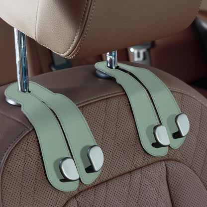 CoBak Purse Hook for Car - Universal Premium Stitched Leather and Aluminum-Magnesium Alloy Double Car Seat Back Storage Hook for Purses, Handbags, Bags (2 Pack),Black
