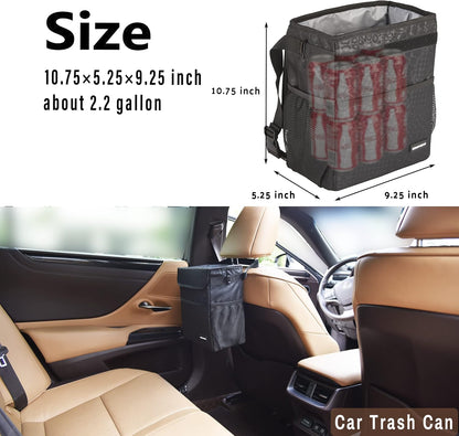 SIBOFUEGO Cute Car Trash Can with Lid, Collapsible, Leak-Proof, 2 Gallon