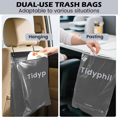 50 Bags Hanging Car Trash Bags Disposable, 2 Gallon Car Garbage Bags. Gray