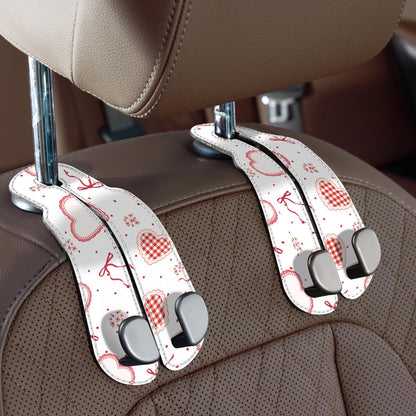 CoBak Purse Hook for Car - Universal Premium Stitched Leather and Aluminum-Magnesium Alloy Double Car Seat Back Storage Hook for Purses, Handbags, Bags (2 Pack),Black