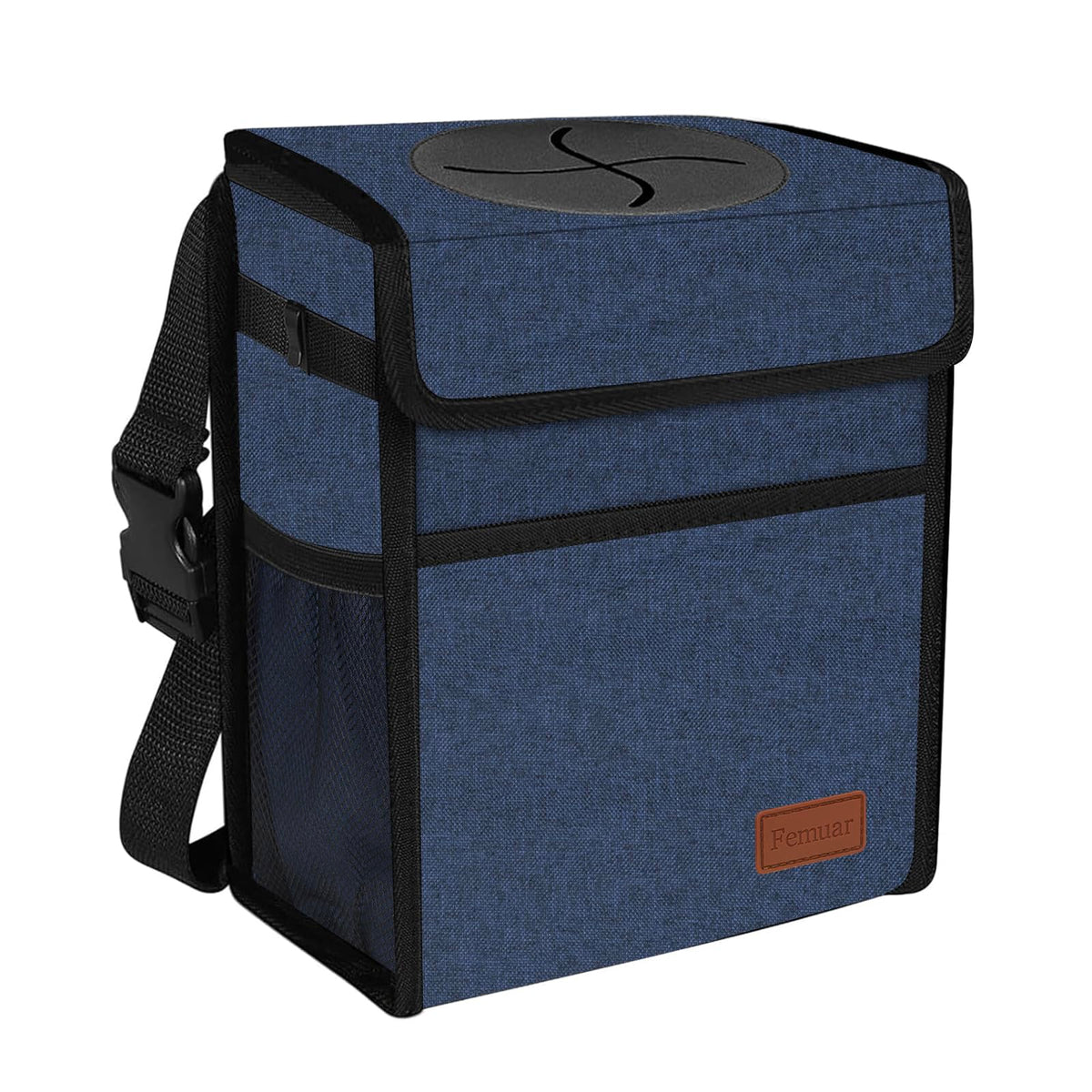 Femuar Leak Proof Car Trash Can with Lid - Waterproof Automotive Garbage Bin for SUVs, Collapsible and Portable Car Trash Bag, Black