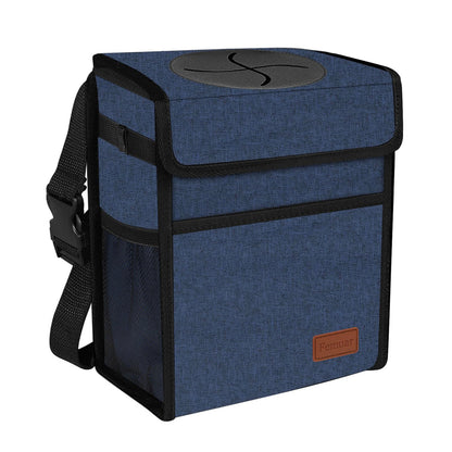 Femuar Leak Proof Car Trash Can with Lid - Waterproof Automotive Garbage Bin for SUVs, Collapsible and Portable Car Trash Bag, Black