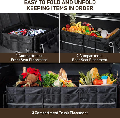HIRALIY 4-in-1 Car Trunk Organizer with Leakproof Cooler Bag