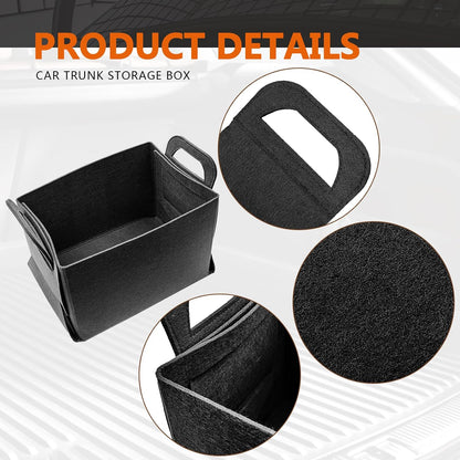 Felt Car Trunk Organizer, Foldable Vehicle Storage Box, Large Capacity Multi-Purpose Automotive Interior Accessories for Cars, SUV, Sedan, Truck (Dark Grey)