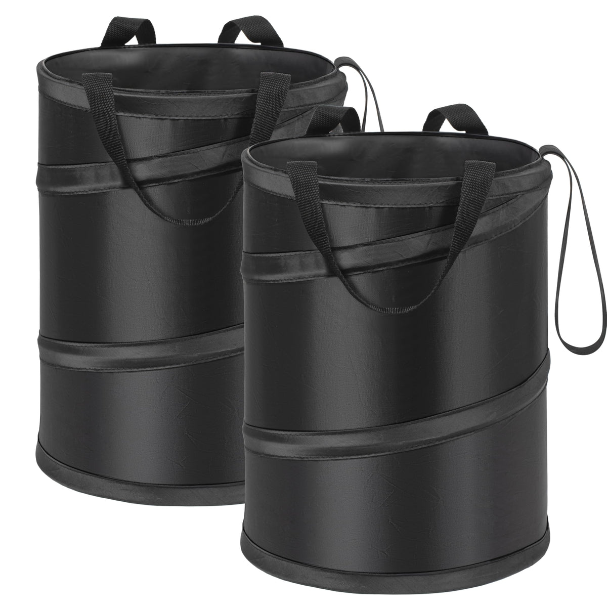 Ginsco 2 Gallons New Leakproof Car Trash Can, Compact Trash Can Pop-up Collapsible Hanging Car Trash Bin with Hook and Loop, Waterproof PEVA Liner Open-Top Garbage Can for Cars Home Office