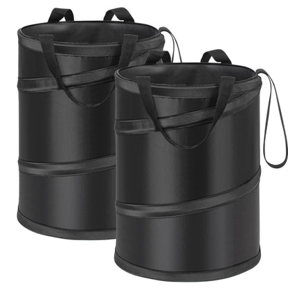 Ginsco 2 Gallons New Leakproof Car Trash Can, Compact Trash Can Pop-up Collapsible Hanging Car Trash Bin with Hook and Loop, Waterproof PEVA Liner Open-Top Garbage Can for Cars Home Office