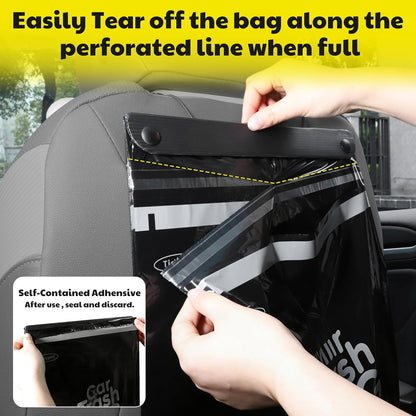 50 Bags Hanging Car Trash Bags Disposable, 2 Gallon Car Garbage Bags. Black