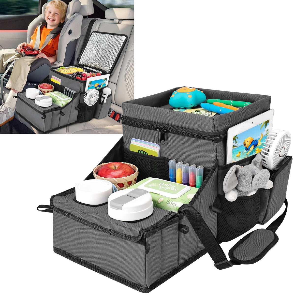 COOLBEBE Car Seat Organizer, Backseat Car Organizer, Black