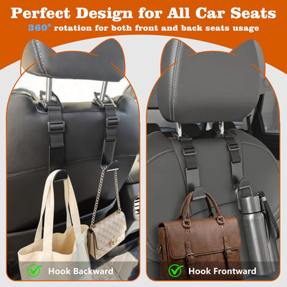 Amooca Anti-drop Car Headrest Hooks 4 Pack Seat Organizer for Bags