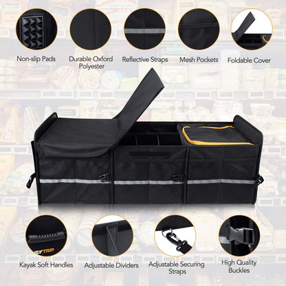 HEYTRIP Large Trunk Organizer with Built-in Leakproof Cooler Bag, Black