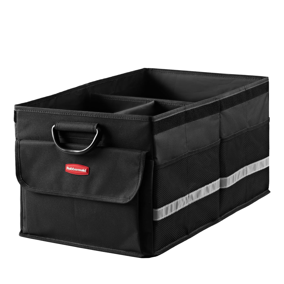 Rubbermaid Car Organizer, Collapsible Trunk Organizer, Multi-Compartment Car Storage Organization for Car Accessories, 2 Compartments With Cover, 21.65"*14.17"*12.2"