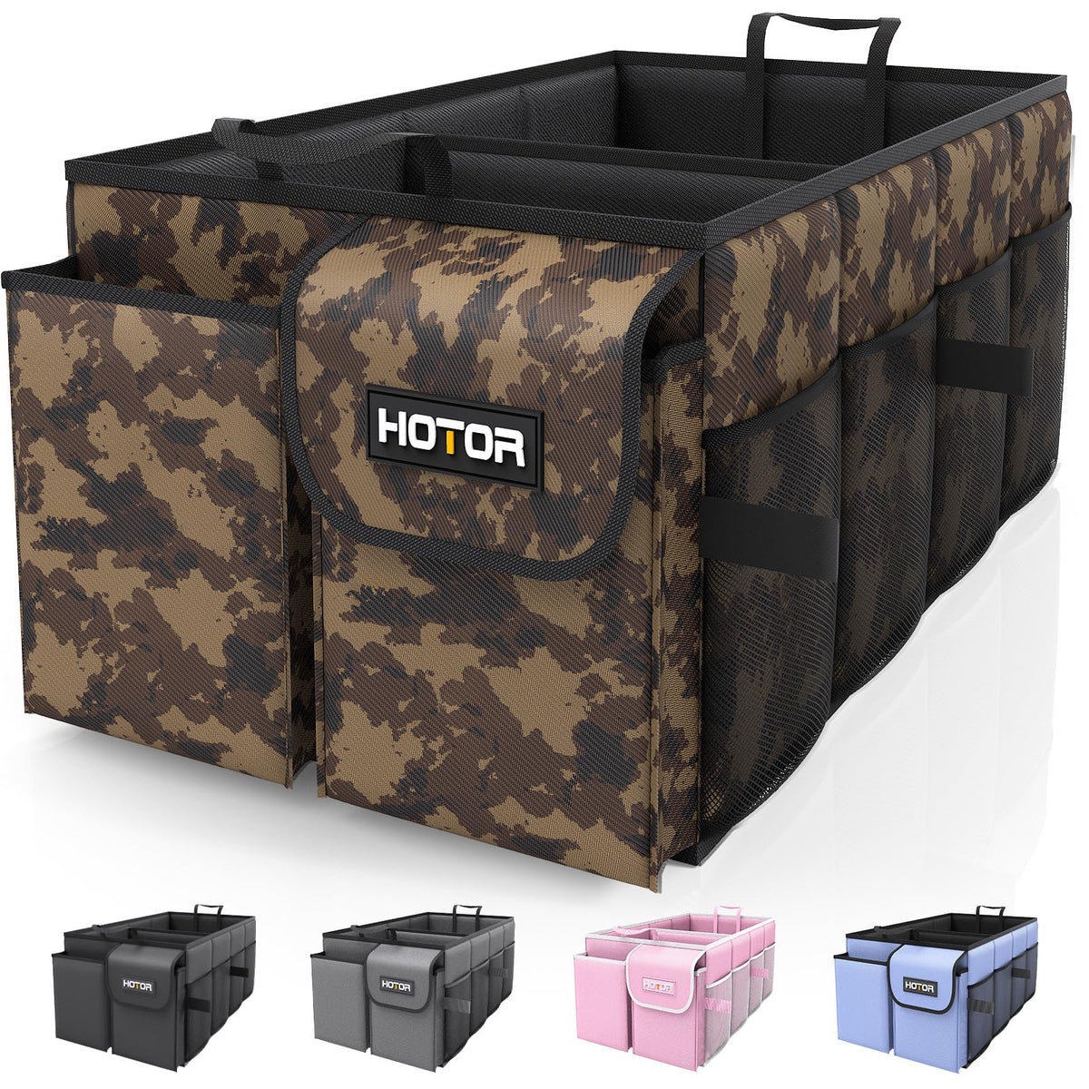 HOTOR Trunk Organizer - Foldable Car Organizer for SUVs & Sedans Storage