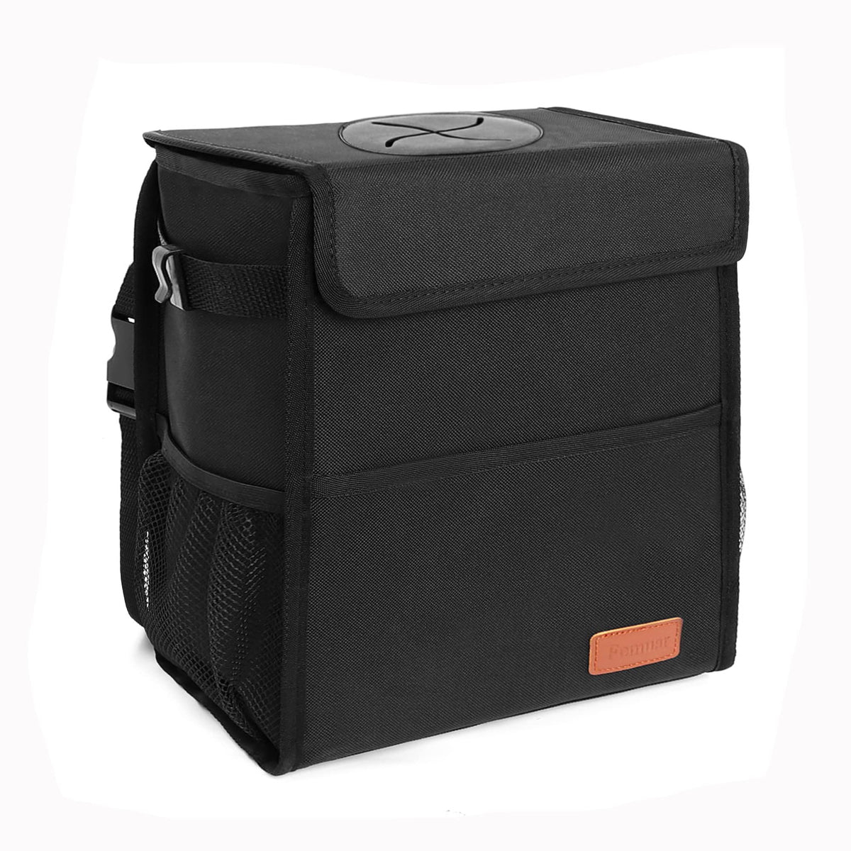 Femuar Leak Proof Car Trash Can with Lid - Waterproof Automotive Garbage Bin for SUVs, Collapsible and Portable Car Trash Bag, Black