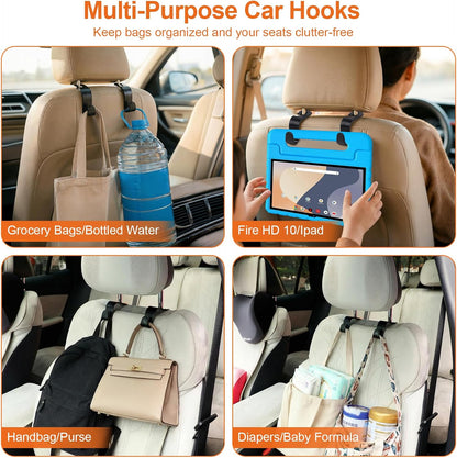 EZ COZY Purse Hook for Car 4 Pack, Deep Anti-Drop Car Seat Hooks for Headrest, Thick ABS Plastic Holds 55 Lbs, Heavy Duty Car Purse Holder & Car Accessories Interior for Handbags, Car Organizer Black