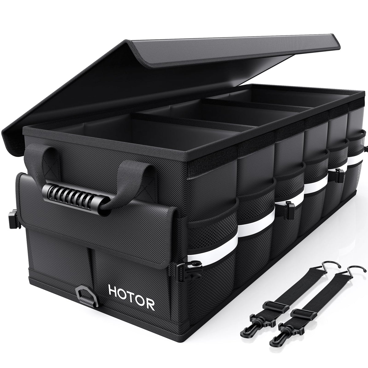 HOTOR Car Trunk Organizer - Foldable Car Storage for SUV, 2 Compartments