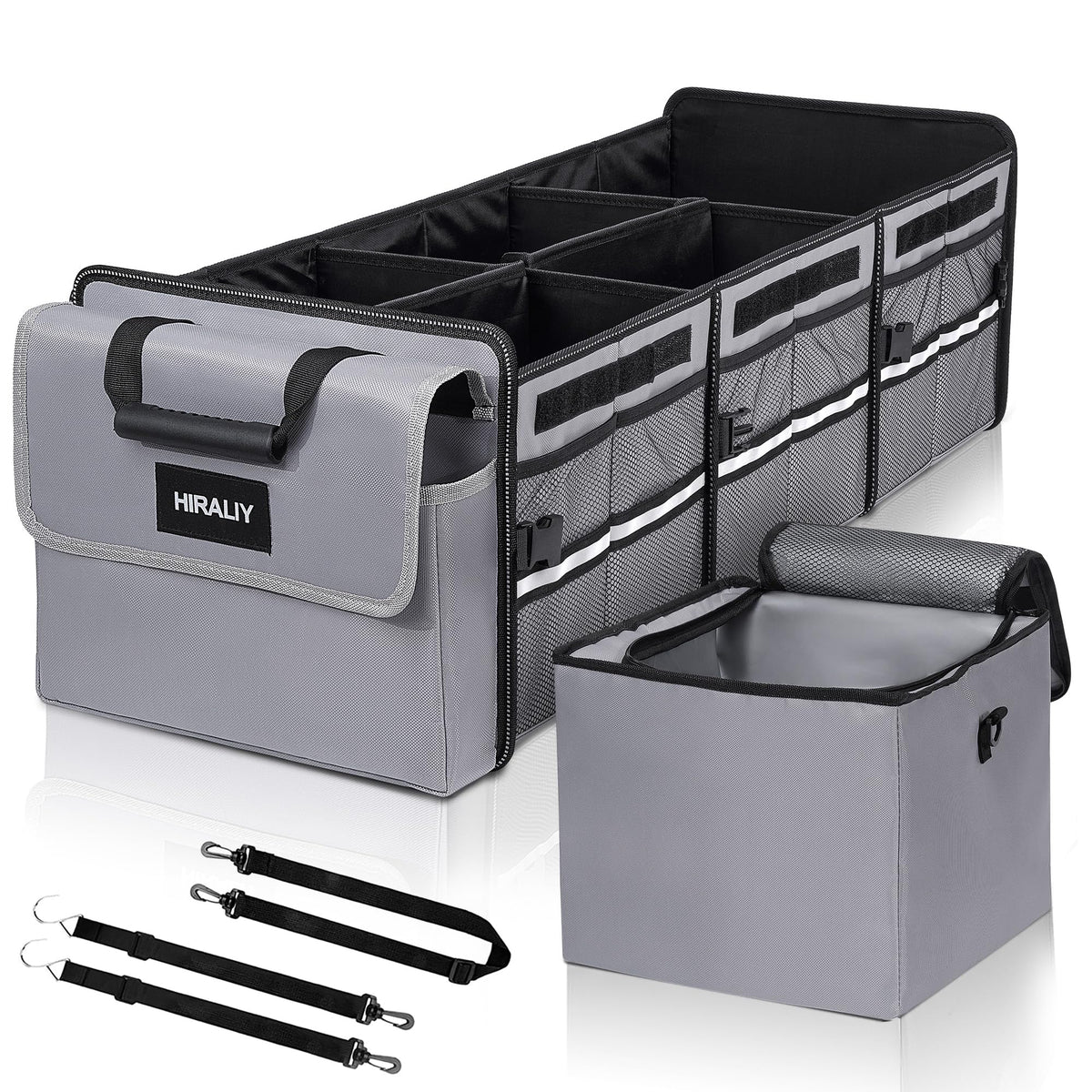 HIRALIY 4-in-1 Car Trunk Organizer with Leakproof Cooler Bag