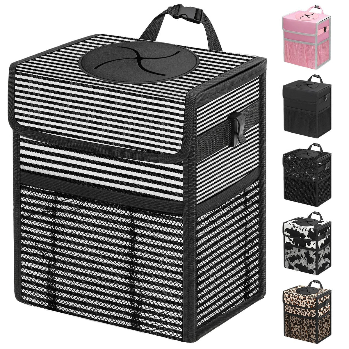 Capolo Car Trash Can with Lid, Leakproof Car Garbage Can Car Trash Bag