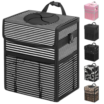 Capolo Car Trash Can with Lid, Leakproof Car Garbage Can Car Trash Bag