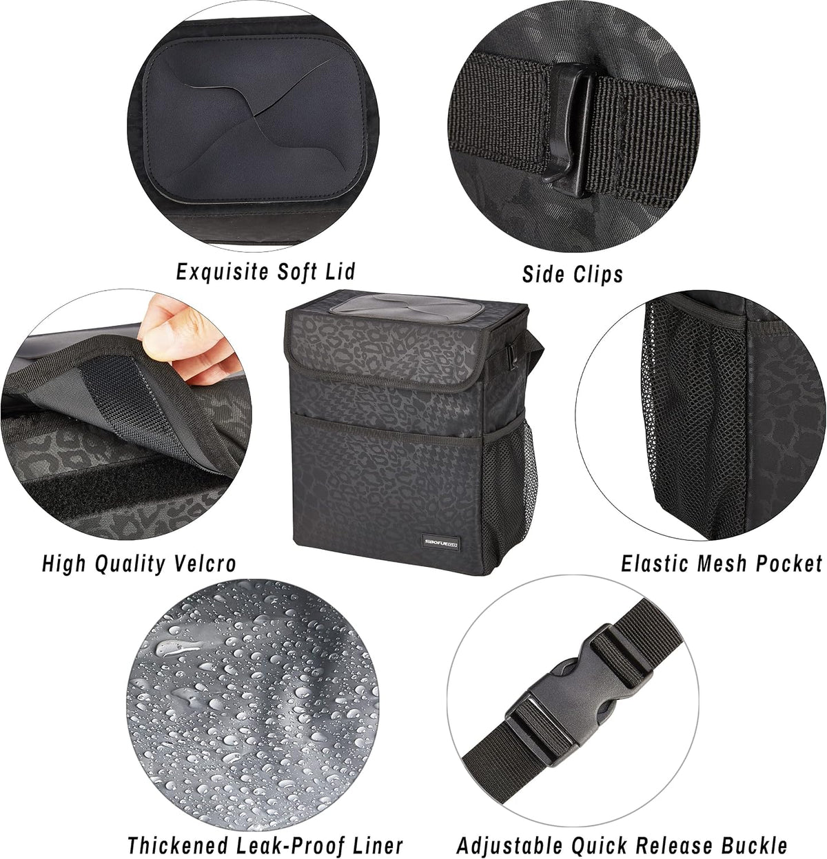 SIBOFUEGO Cute Car Trash Can with Lid, Collapsible, Leak-Proof, 2 Gallon