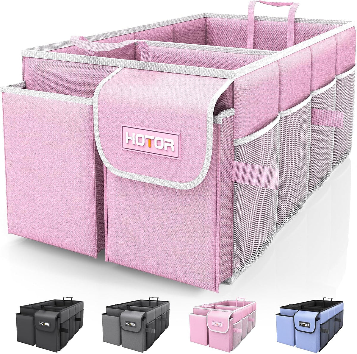 HOTOR Trunk Organizer - Foldable Car Organizer for SUVs & Sedans Storage