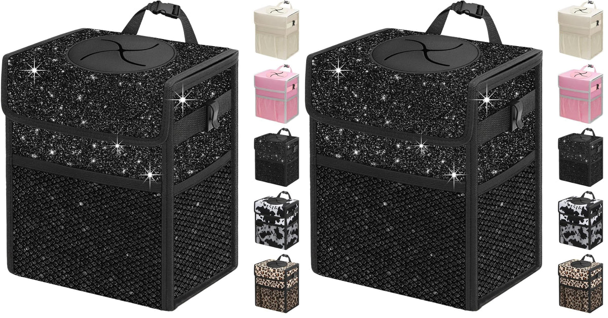 Capolo Car Trash Can with Lid, Leakproof Car Garbage Can Car Trash Bag