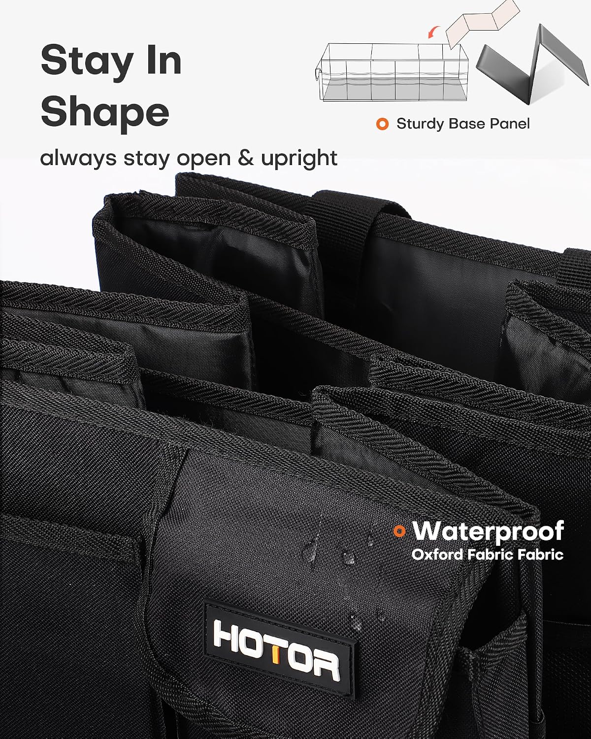 HOTOR Trunk Organizer - Foldable Car Organizer for SUVs & Sedans Storage