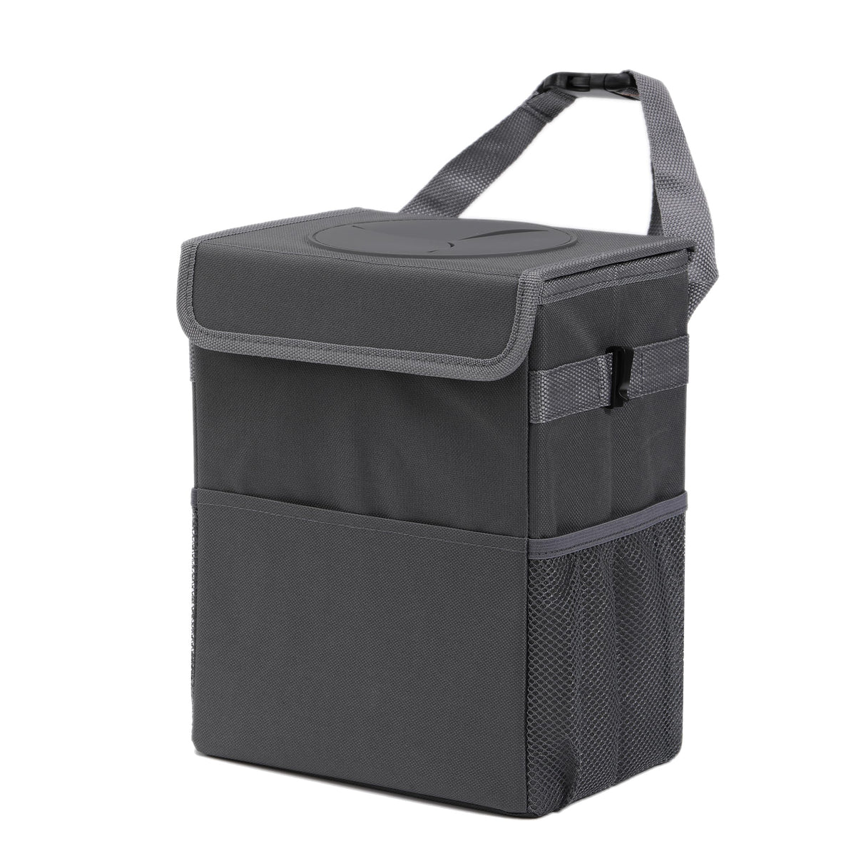 AOKJOY Car Garbage can with lid Leak Proof Vehicle Trash Can 3 Storage Pockets Hanging Waterproof car Trash Bag for SUV Beige