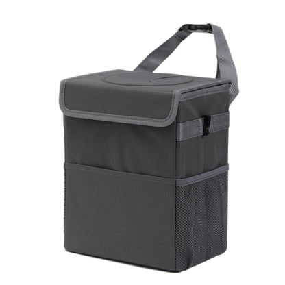 AOKJOY Car Garbage can with lid Leak Proof Vehicle Trash Can 3 Storage Pockets Hanging Waterproof car Trash Bag for SUV Beige