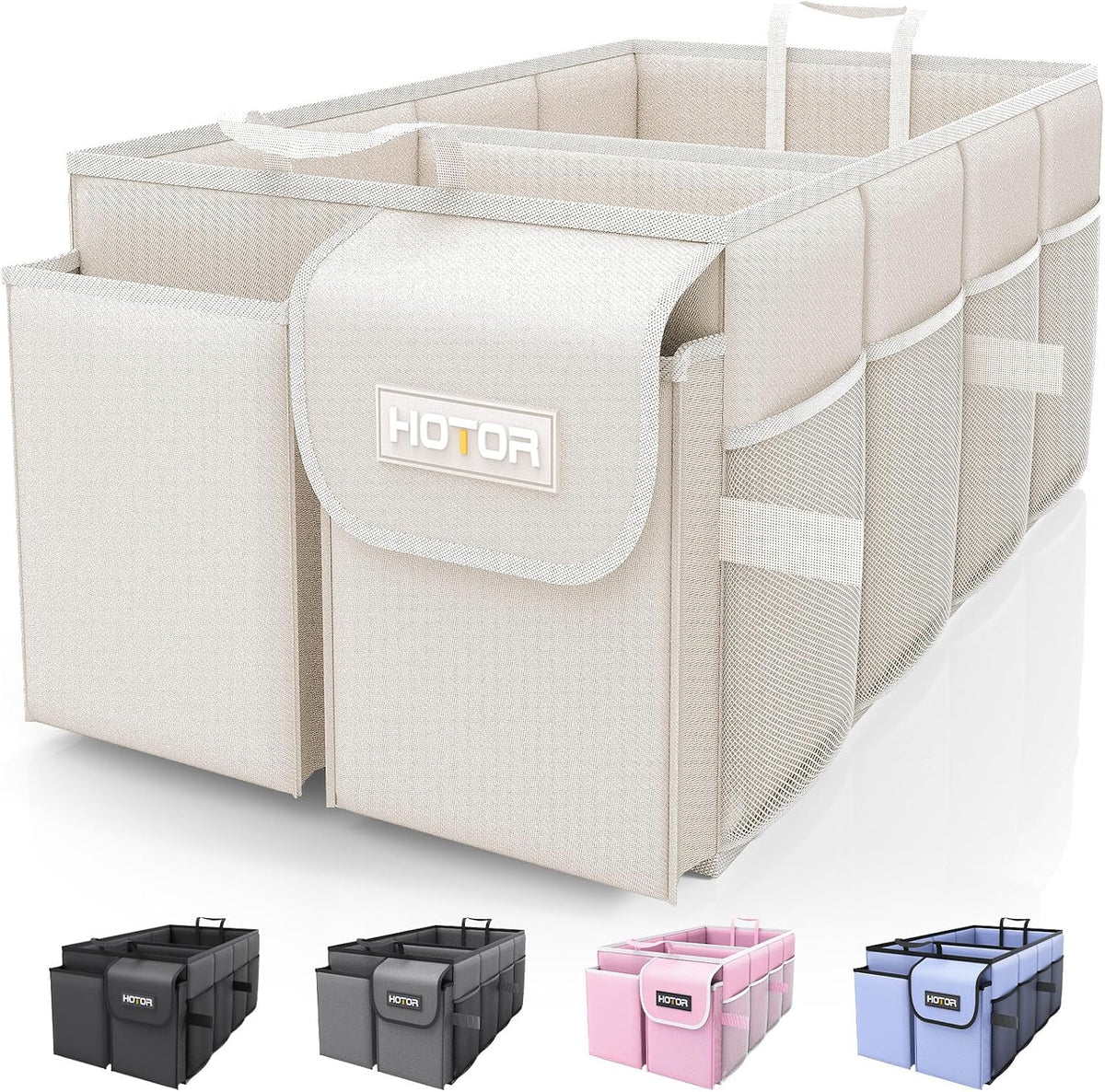 HOTOR Trunk Organizer - Foldable Car Organizer for SUVs & Sedans Storage